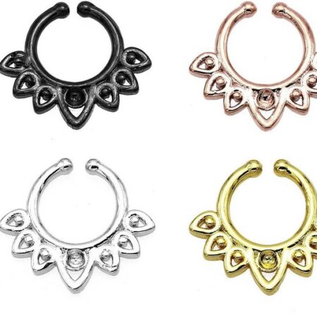 Karisma Piercing-Set Karisma Titan G23 Fake Septum Ring Nasenring Nasenpiercing Zirkonia- 1,2x8mm hfs-72 - Gold