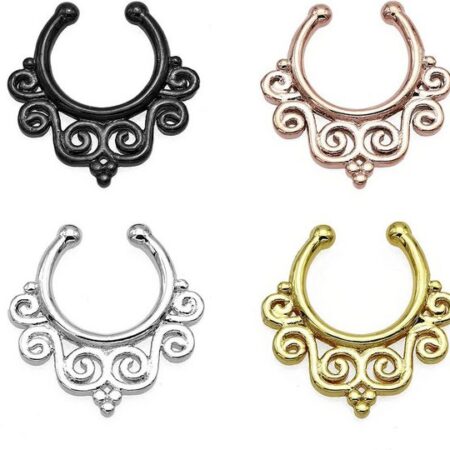 Karisma Piercing-Set Karisma Titan G23 Fake Septum Ring Nasenring Nasenpiercing Zirkonia- 1,2x8mm hfs-73 - Gold