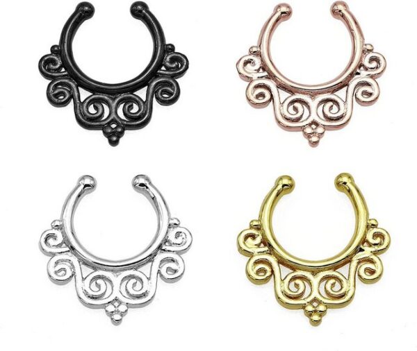 Karisma Piercing-Set Karisma Titan G23 Fake Septum Ring Nasenring Nasenpiercing Zirkonia- 1,2x8mm hfs-73 - Schwarz