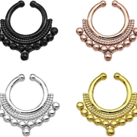 Karisma Piercing-Set Karisma Titan G23 Fake Septum Ring Nasenring Nasenpiercing Zirkonia- 1,2x8mm hfs-74 - Gold