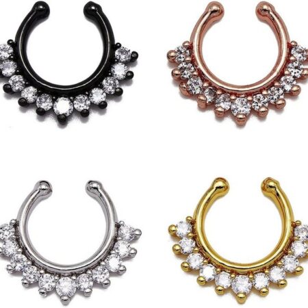 Karisma Piercing-Set Karisma Titan G23 Fake Septum Ring Nasenring Nasenpiercing Zirkonia- 1,2x8mm hfs-76 - Gold