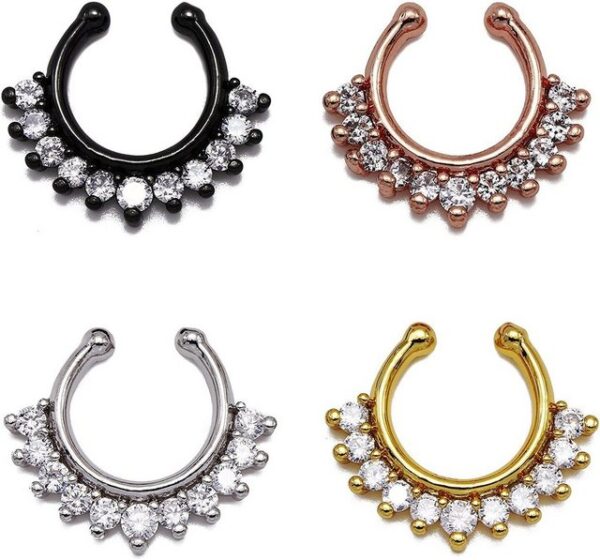 Karisma Piercing-Set Karisma Titan G23 Fake Septum Ring Nasenring Nasenpiercing Zirkonia- 1,2x8mm hfs-76 - Gold