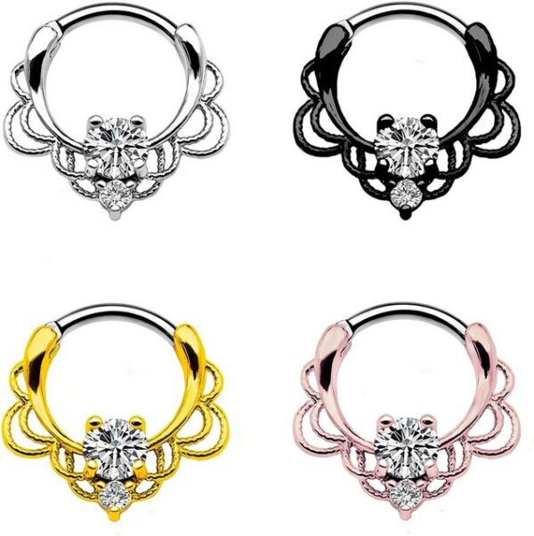 Karisma Piercing-Set Karisma Titan G23 Septum Clicker Segment Ring Nasenring Nasenpiercing 2 Zirkonia - 1,2x8mm tsc-h014 - Gold