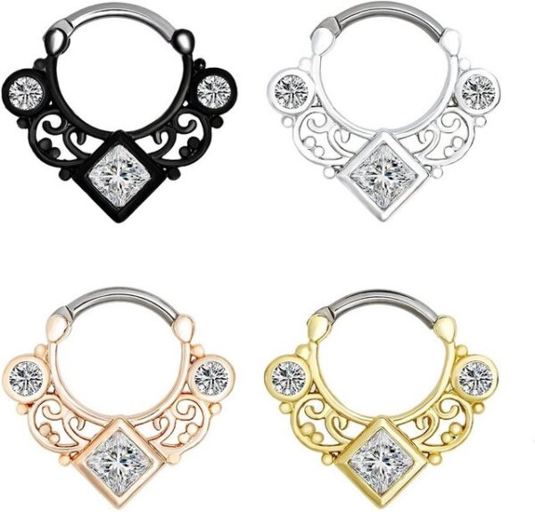 Karisma Piercing-Set Karisma Titan G23 Septum Clicker Segment Ring Nasenring Nasenpiercing Zirkonia - 1,2x8mm tsc-h013 - Gold