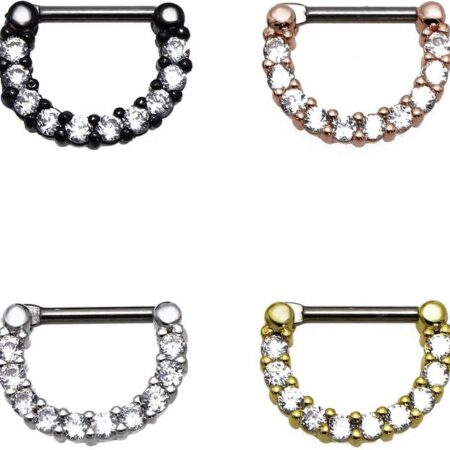 Karisma Piercing-Set Karisma Titan G23 Septum Clicker Segment Ring Nasenring Nasenpiercing Zirkonia- 1,2x8mm tsc-h11 - Gold