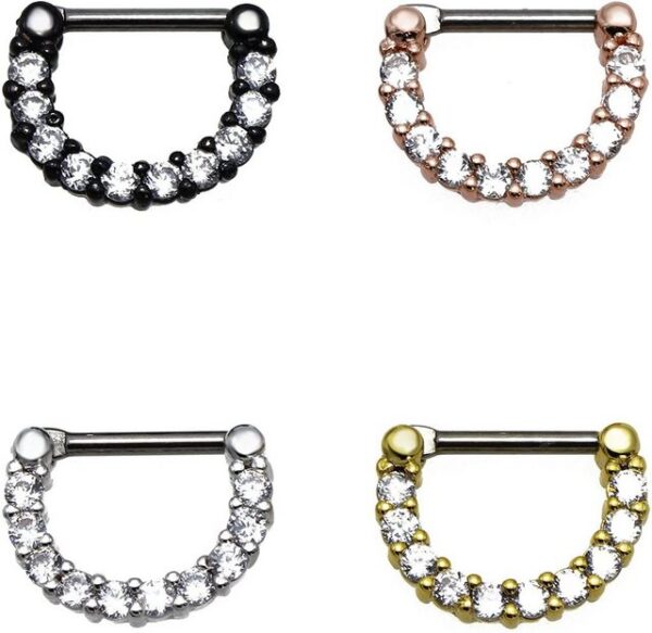 Karisma Piercing-Set Karisma Titan G23 Septum Clicker Segment Ring Nasenring Nasenpiercing Zirkonia- 1,2x8mm tsc-h11 - Gold