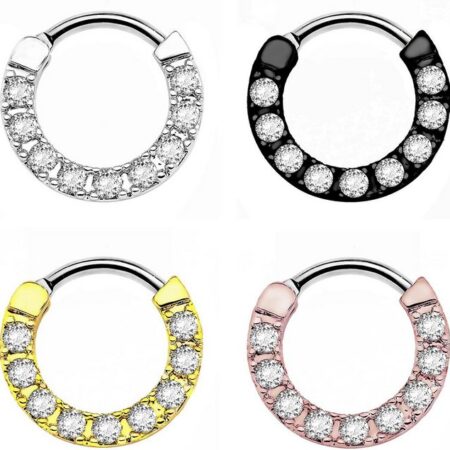 Karisma Piercing-Set Karisma Titan G23 Septum Clicker Segment Ring Nasenring Nasenpiercing Zirkonia Steine- 1,2x8mm tsc-h15 - Gold