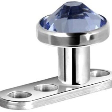 Karisma Piercing-Set Micro Dermal Anchor Surface Piercing G23 Kristal Stein 4mm - Dunkel Blau