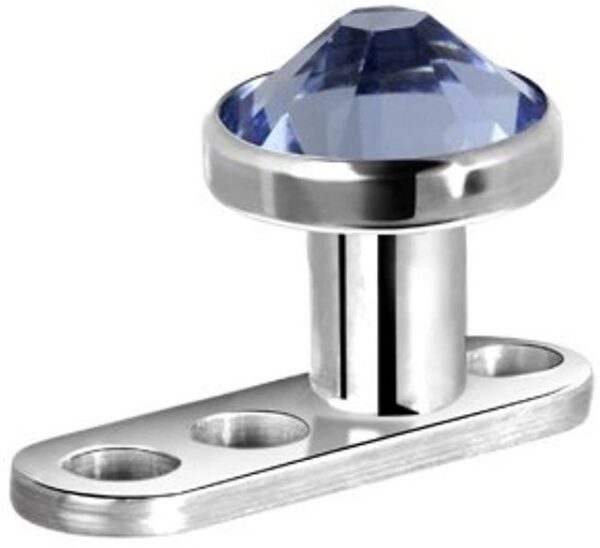 Karisma Piercing-Set Micro Dermal Anchor Surface Piercing G23 Kristal Stein 4mm - Dunkel Blau