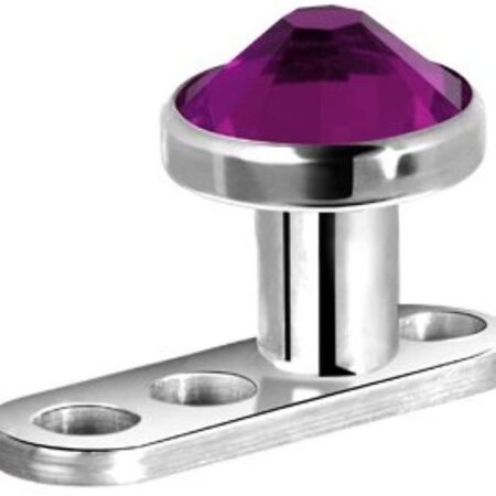 Karisma Piercing-Set Micro Dermal Anchor Surface Piercing G23 Kristal Stein 4mm - Fuchsia