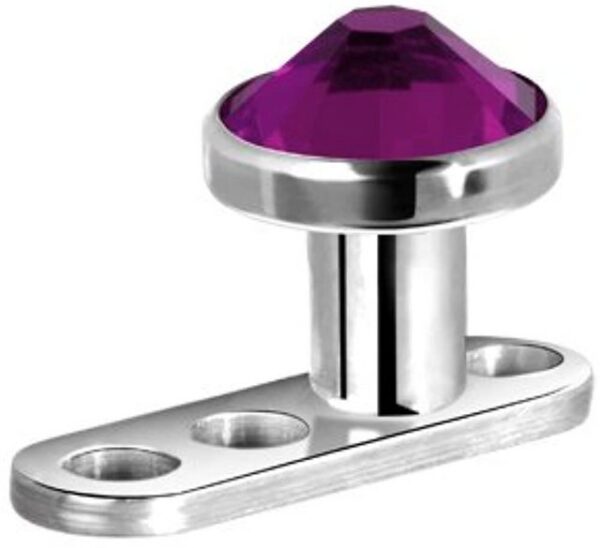 Karisma Piercing-Set Micro Dermal Anchor Surface Piercing G23 Kristal Stein 4mm - Fuchsia