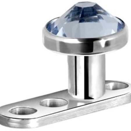 Karisma Piercing-Set Micro Dermal Anchor Surface Piercing G23 Kristal Stein 4mm - Leicht Blau