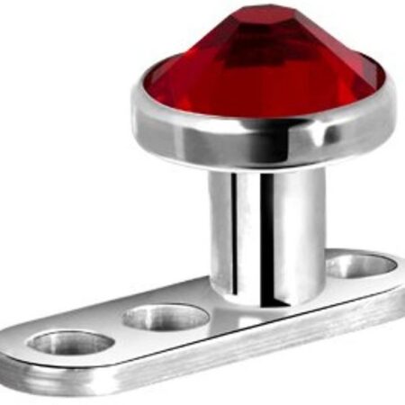 Karisma Piercing-Set Micro Dermal Anchor Surface Piercing G23 Kristal Stein 4mm - Rot