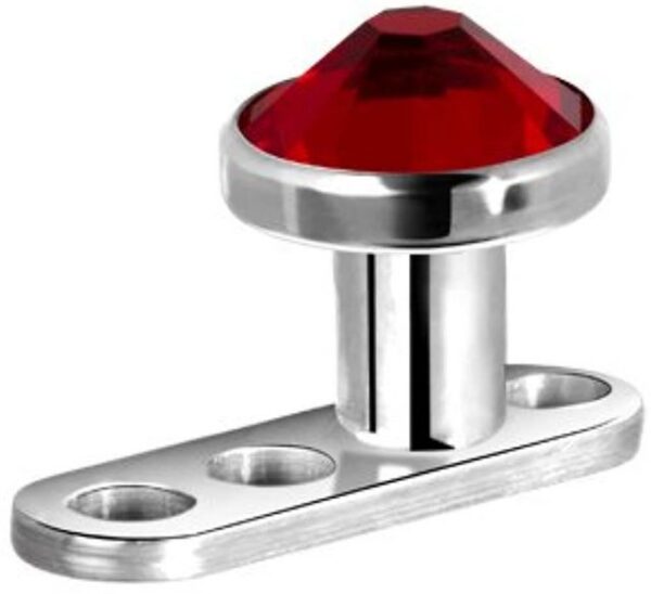 Karisma Piercing-Set Micro Dermal Anchor Surface Piercing G23 Kristal Stein 4mm - Rot