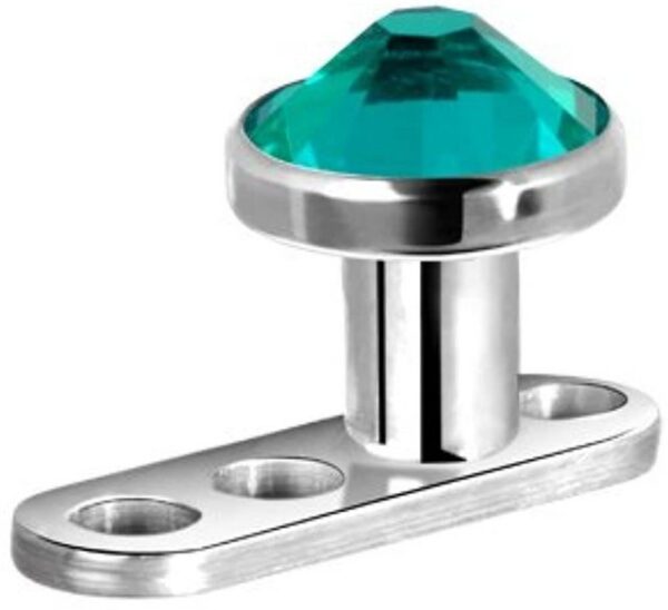 Karisma Piercing-Set Micro Dermal Anchor Surface Piercing G23 mit Kristall Stein 3mm - Aqua