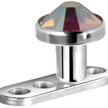 Karisma Piercing-Set Micro Dermal Anchor Surface Piercing G23 mit Kristall Stein 3mm - Rainbow