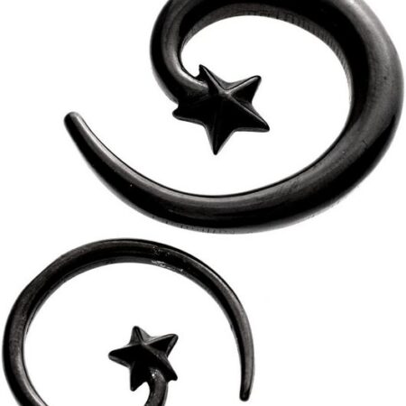 Karisma Piercing-Set Ohr Dehnung Spirale Expander Stahl Blackline Stern - 1930BK.5mm