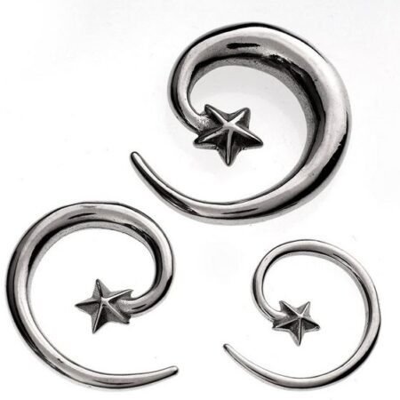 Karisma Piercing-Set Ohr Dehnung Spirale Expander Stahl Silber Stern - 1930.3mm