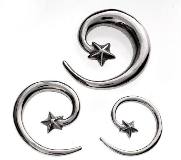 Karisma Piercing-Set Ohr Dehnung Spirale Expander Stahl Silber Stern - 1930.3mm