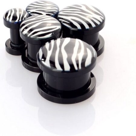 Karisma Plug Karisma Ohr Flesh Acryl Tunnel Piercing Schwarz Screw On Logo Zebra VPPI.100.12mm