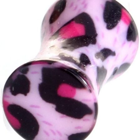 Karisma Plug Karisma Ohr Flesh Plug Tunnel Piercing Acryl Leopard Lila T6347 - 14.0 Millimeter