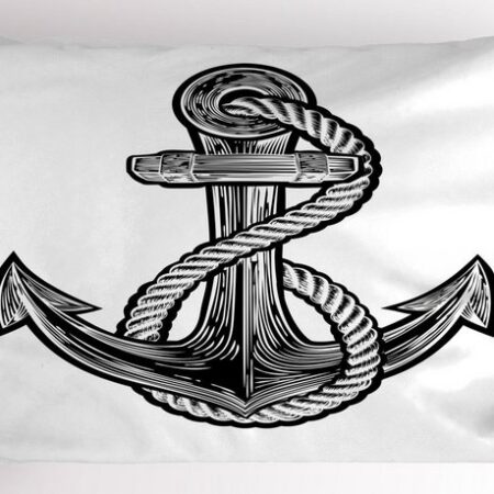 Kissenbezüge Dekorativer Standard King Size Gedruckter Kissenbezug, Abakuhaus (1 Stück), Nautical Tattoo monochrome Anchor