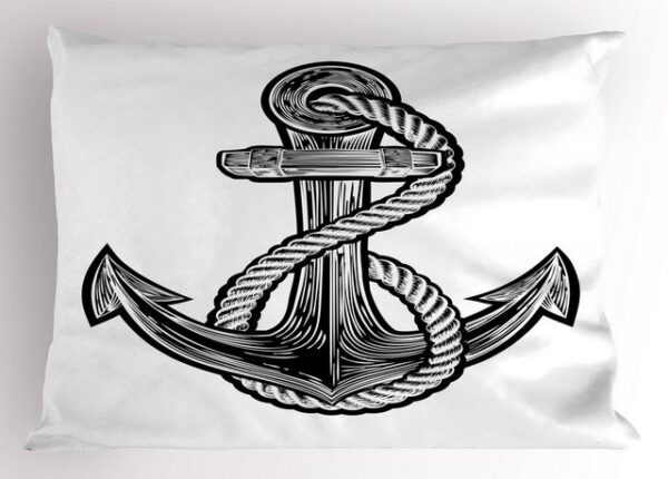 Kissenbezüge Dekorativer Standard King Size Gedruckter Kissenbezug, Abakuhaus (1 Stück), Nautical Tattoo monochrome Anchor