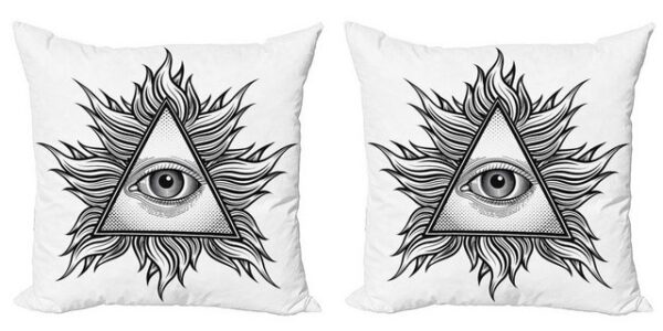 Kissenbezüge Modern Accent Doppelseitiger Digitaldruck, Abakuhaus (2 Stück), Auge Triangles Tattoo-Art-Muster