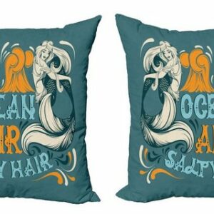 Kissenbezüge Modern Accent Doppelseitiger Digitaldruck, Abakuhaus (2 Stück), Nautical Tattoo Mermaid Sommer Meer