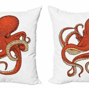 Kissenbezüge Modern Accent Doppelseitiger Digitaldruck, Abakuhaus (2 Stück), Nautical Tattoo Octopus Drawing