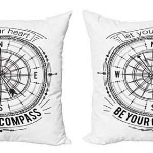 Kissenbezüge Modern Accent Doppelseitiger Digitaldruck, Abakuhaus (2 Stück), Nautical Tattoo monochrome Compass