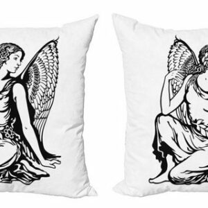 Kissenbezüge Modern Accent Doppelseitiger Digitaldruck, Abakuhaus (2 Stück), Sternzeichen Jungfrau Junge Engel Tattoo