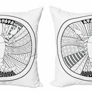 Kissenbezüge Modern Accent Doppelseitiger Digitaldruck, Abakuhaus (2 Stück), Sternzeichen Skorpion Rund Tattoo Art