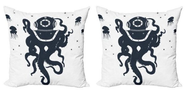 Kissenbezüge Modern Accent Doppelseitiger Digitaldruck, Abakuhaus (2 Stück), Vintage Nautical Tattoo Octopus-Kostüm