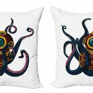 Kissenbezüge Modern Accent Doppelseitiger Digitaldruck, Abakuhaus (2 Stück), Vintage Nautical Tattoo Octopus Tentacles