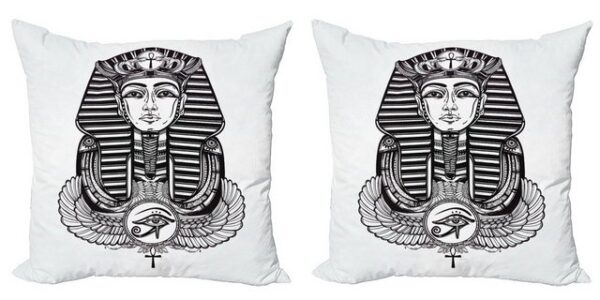 Kissenbezüge Modern Accent Doppelseitiger Digitaldruck, Abakuhaus (2 Stück), ägyptisch Vintage Pharao Tattoo