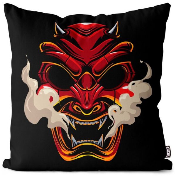 Kissenbezug, VOID (1 Stück), Sofa-Kissen Maske Kultur Samurai Krieger Kult Japan Teufel Dämon Rocker Tattoo Panzer Anime Monster Kämpfer