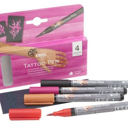 Kreul Künstlerstift Tattoo-Stift Set TATTOO Pens, plus 2 Schablonen