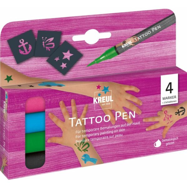 Kreul - Tattoo Pen 4er Set Anker Sterne Schmetterling Tattoo Pen