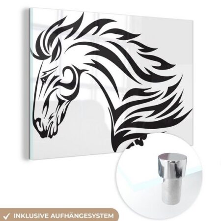 MuchoWow Acrylglasbild Pferd Kontur Tattoo, (1 St), Acrylglasbilder Wohnzimmer & Schlafzimmer