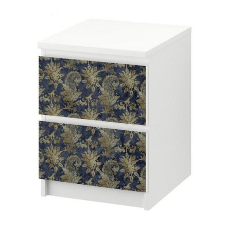 MyMaxxi Möbelfolie MyMaxxi - Klebefolie Möbel kompatibel mit IKEA Malm Kommode - Motiv Vintage blaue Ornamente Flora - Möbelfolie selbstklebend - Dekofolie Tattoo Aufkleber Folie - Pflanzen Blätter