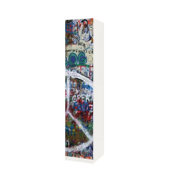 MyMaxxi Möbelfolie MyMaxxi - Klebefolie Möbel kompatibel mit IKEA Pax Schrank - Motiv Abstraktes Graffiti Gemälde - Möbelfolie selbstklebend - Dekofolie Tattoo Aufkleber Folie für Schlafzimmer und Kinderzimmer - HipHop Sprühdose