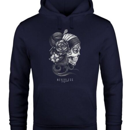 Neverless Hoodie Hoodie Herren Santa Muerte La catrina Mexican Skull Dia de los Muertos Tattoo Design Kapuzen-Pullover Männer Neverless®