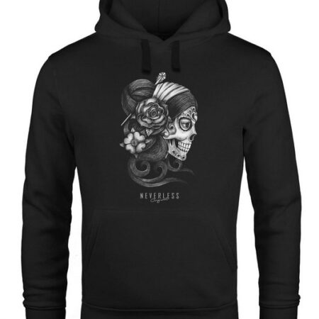 Neverless Hoodie Hoodie Herren Santa Muerte La catrina Mexican Skull Dia de los Muertos Tattoo Design Kapuzen-Pullover Männer Neverless®