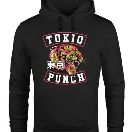 Neverless Hoodie Hoodie Herren Tokio Punch Schriftzug Tigerkopf Print Tattoo Style Kapuzen-Pullover Männer Neverless®