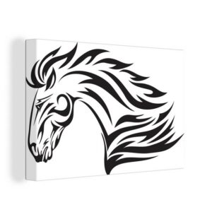 OneMillionCanvasses® Leinwandbild Pferd Kontur Tattoo, (1 St), Wandbild Leinwandbilder, Aufhängefertig, Wanddeko, 30x20 cm