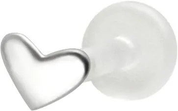 PTFE Piercing Labret Stecker Herz Silber 1.2mm x 6mm