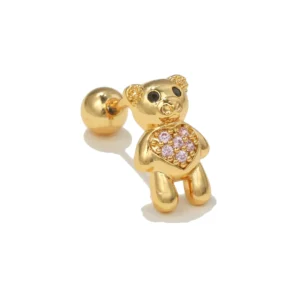 Piercing Barbell Ohrstecker Tragus Chirurgenstahl 316L goldfarbig Teddybär