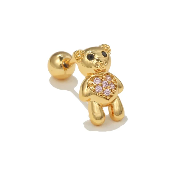 Piercing Barbell Ohrstecker Tragus Chirurgenstahl 316L goldfarbig Teddybär