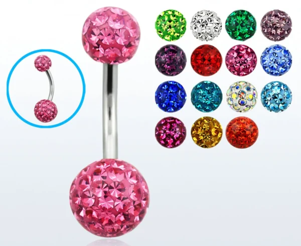 Piercing Bauchnabelpiercing Intimpiercing Bananabell Stahl oder Titan mit 5+8mm Epoxy-Balls